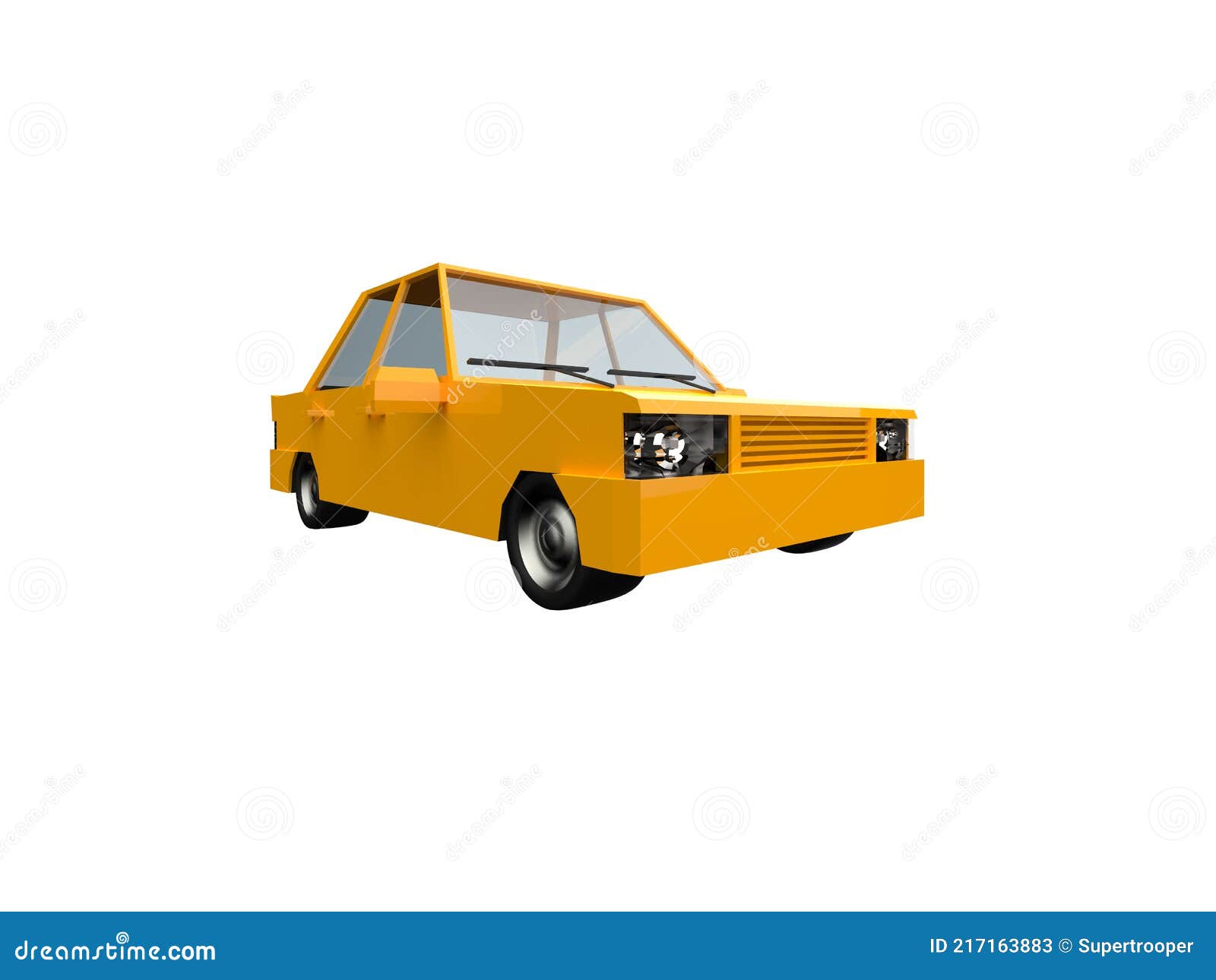 low polyÃÂ yellow car sedan taxiÃÂ  on white background